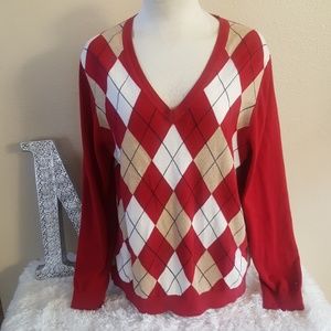 Tommy Hilfiger Red Argyle Sweater